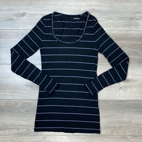 Caslon Modal Shirt Black Small | Extra Long Modal Shirt Size Small - Picture 3 of 11